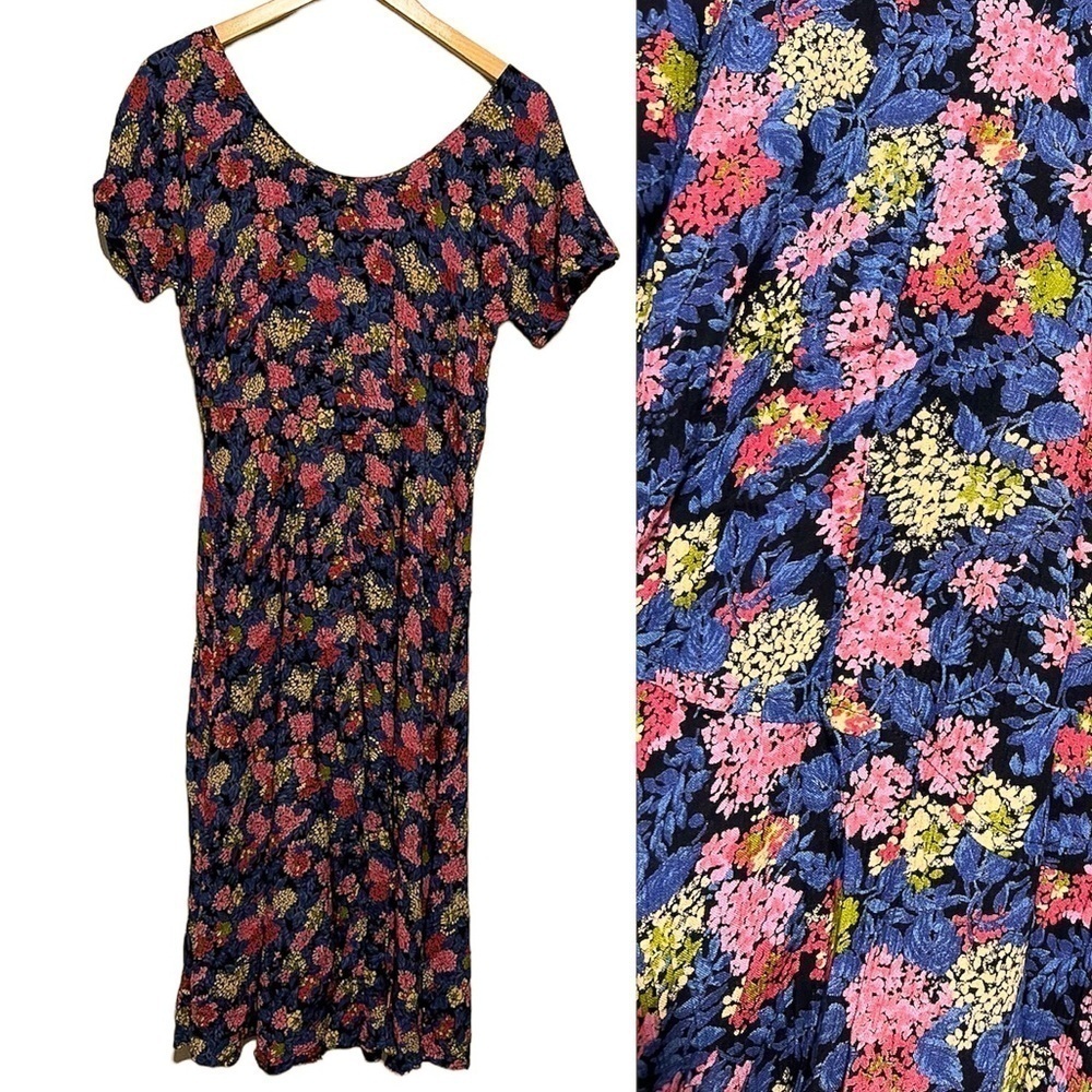 Rabbit Rabbit Rabbit Designs Vintage Floral Midi Dress Medium (vintage 12)